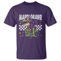 Funny Mardi Gras T-rex Dinosaur T Shirt Mardi Grawr Beads Carnival Party