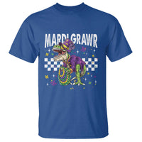 Funny Mardi Gras T-rex Dinosaur T Shirt Mardi Grawr Beads Carnival Party