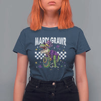 Funny Mardi Gras T-rex Dinosaur T Shirt For Women Mardi Grawr Beads Carnival Party