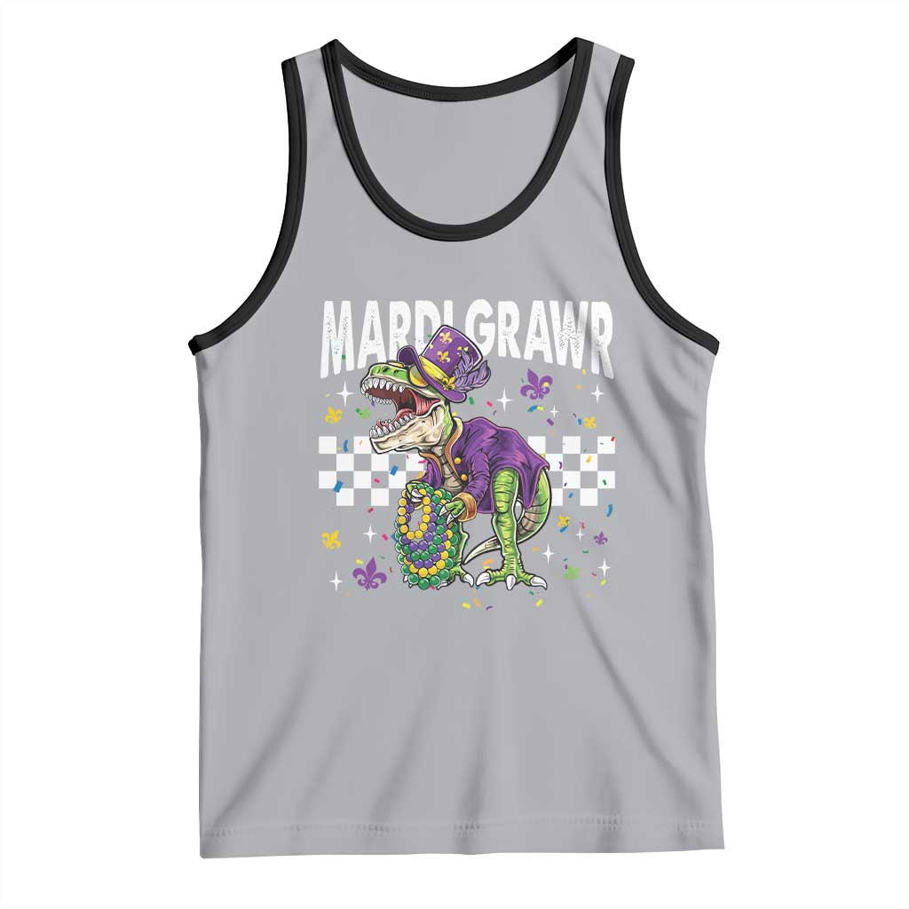 Funny Mardi Gras T-rex Dinosaur Tank Top Mardi Grawr Beads Carnival Party