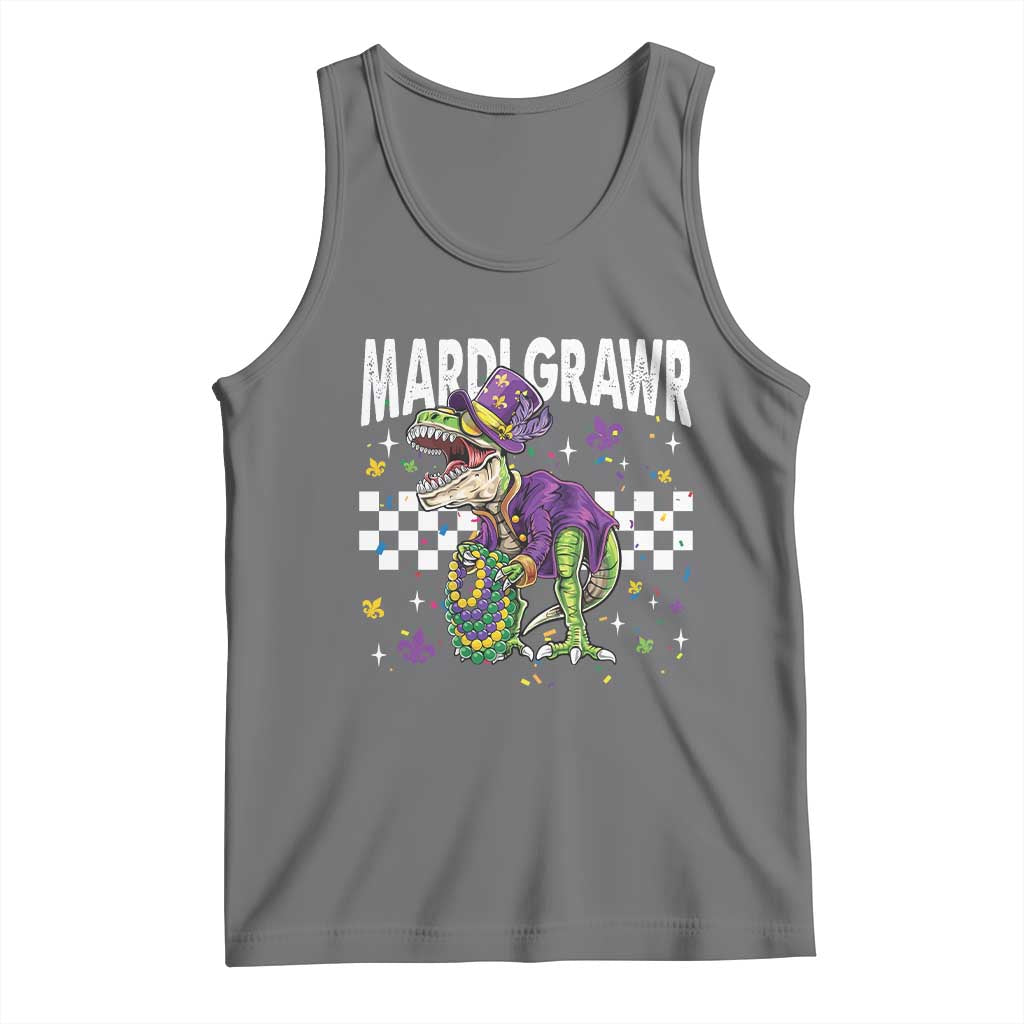 Funny Mardi Gras T-rex Dinosaur Tank Top Mardi Grawr Beads Carnival Party