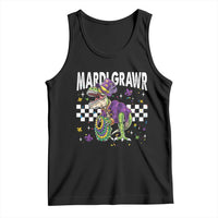 Funny Mardi Gras T-rex Dinosaur Tank Top Mardi Grawr Beads Carnival Party