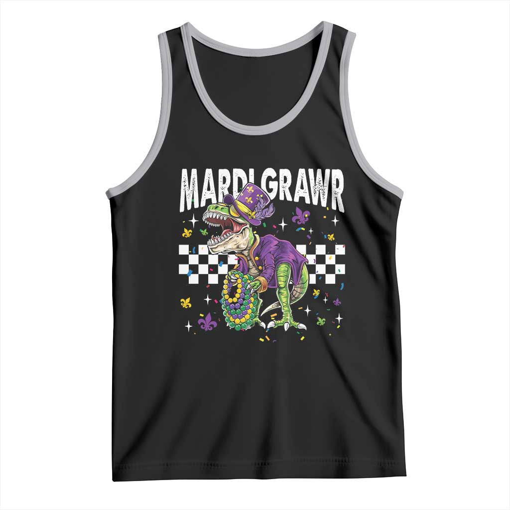 Funny Mardi Gras T-rex Dinosaur Tank Top Mardi Grawr Beads Carnival Party