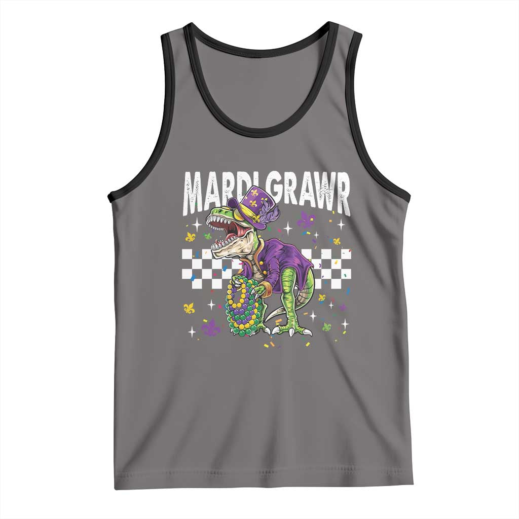Funny Mardi Gras T-rex Dinosaur Tank Top Mardi Grawr Beads Carnival Party