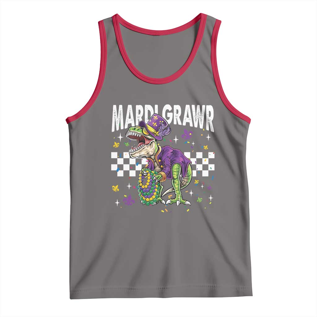 Funny Mardi Gras T-rex Dinosaur Tank Top Mardi Grawr Beads Carnival Party