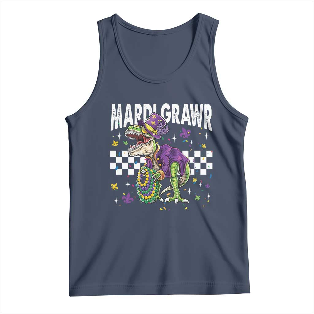 Funny Mardi Gras T-rex Dinosaur Tank Top Mardi Grawr Beads Carnival Party