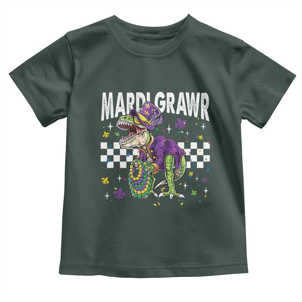 Funny Mardi Gras T-rex Dinosaur Toddler T Shirt Mardi Grawr Beads Carnival Party