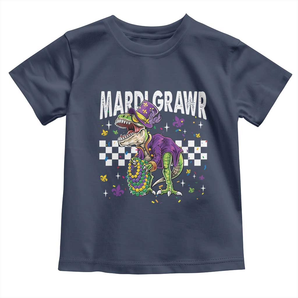 Funny Mardi Gras T-rex Dinosaur Toddler T Shirt Mardi Grawr Beads Carnival Party