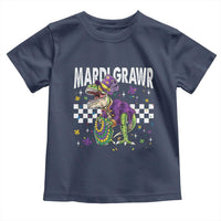 Funny Mardi Gras T-rex Dinosaur Toddler T Shirt Mardi Grawr Beads Carnival Party