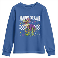 Funny Mardi Gras T-rex Dinosaur Youth Sweatshirt Mardi Grawr Beads Carnival Party