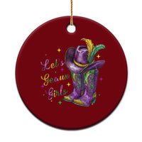 Funny Mardi Gras Cowgirl Ceramic Ornament Let's Geaux Girls Western Cowgirl Boots Carnival