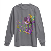 Funny Mardi Gras Cowgirl Long Sleeve Shirt Let's Geaux Girls Western Cowgirl Boots Carnival