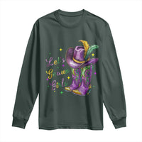 Funny Mardi Gras Cowgirl Long Sleeve Shirt Let's Geaux Girls Western Cowgirl Boots Carnival