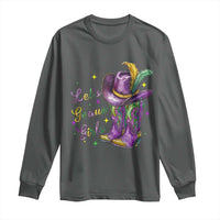Funny Mardi Gras Cowgirl Long Sleeve Shirt Let's Geaux Girls Western Cowgirl Boots Carnival