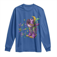 Funny Mardi Gras Cowgirl Long Sleeve Shirt Let's Geaux Girls Western Cowgirl Boots Carnival