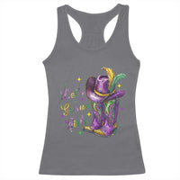 Funny Mardi Gras Cowgirl Racerback Tank Top Let's Geaux Girls Western Cowgirl Boots Carnival