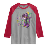 Funny Mardi Gras Cowgirl Raglan Shirt Let's Geaux Girls Western Cowgirl Boots Carnival