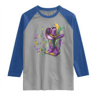 Funny Mardi Gras Cowgirl Raglan Shirt Let's Geaux Girls Western Cowgirl Boots Carnival