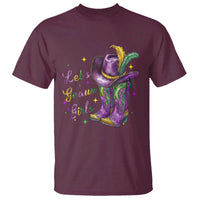 Funny Mardi Gras Cowgirl T Shirt Let's Geaux Girls Western Cowgirl Boots Carnival