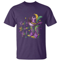 Funny Mardi Gras Cowgirl T Shirt Let's Geaux Girls Western Cowgirl Boots Carnival