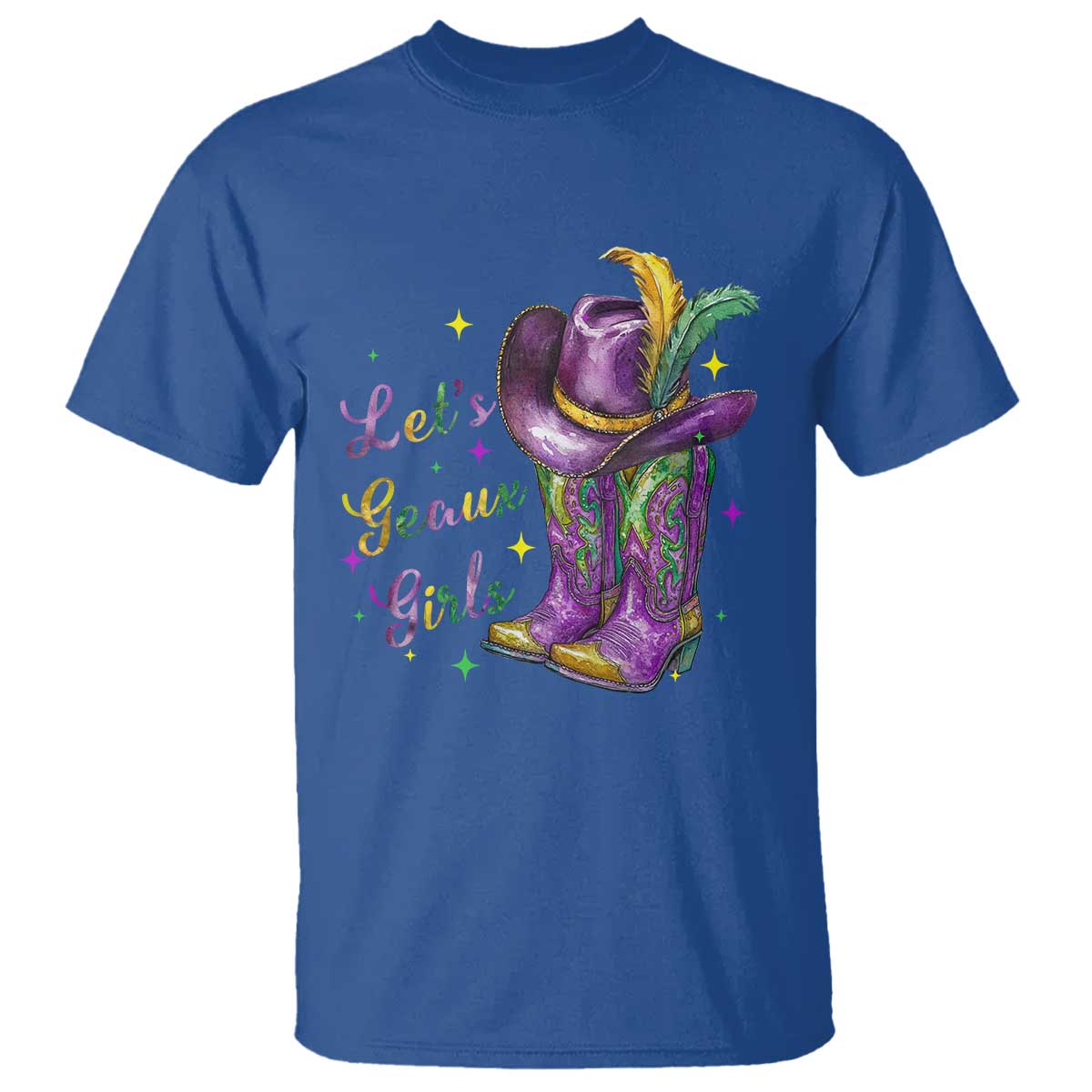 Funny Mardi Gras Cowgirl T Shirt Let's Geaux Girls Western Cowgirl Boots Carnival