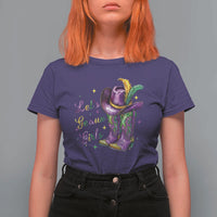 Funny Mardi Gras Cowgirl T Shirt For Women Let's Geaux Girls Western Cowgirl Boots Carnival
