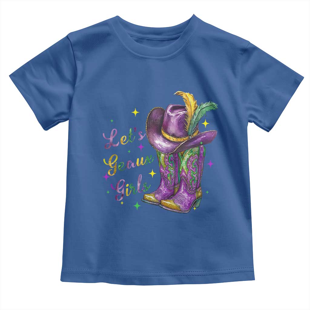 Funny Mardi Gras Cowgirl Toddler T Shirt Let's Geaux Girls Western Cowgirl Boots Carnival