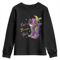 Funny Mardi Gras Cowgirl Youth Sweatshirt Let's Geaux Girls Western Cowgirl Boots Carnival
