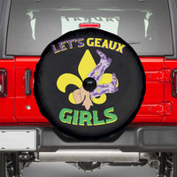Funny Mardi Gras Cowgirl Spare Tire Cover Let's Geaux Girls Fleur De Lys