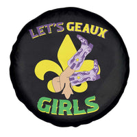 Funny Mardi Gras Cowgirl Spare Tire Cover Let's Geaux Girls Fleur De Lys