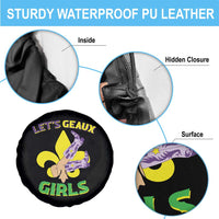 Funny Mardi Gras Cowgirl Spare Tire Cover Let's Geaux Girls Fleur De Lys