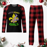 Funny Mardi Gras Cowgirl Plaid Pajama Set Let's Geaux Girls Fleur De Lys