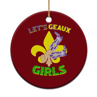 Funny Mardi Gras Cowgirl Ceramic Ornament Let's Geaux Girls Fleur De Lys