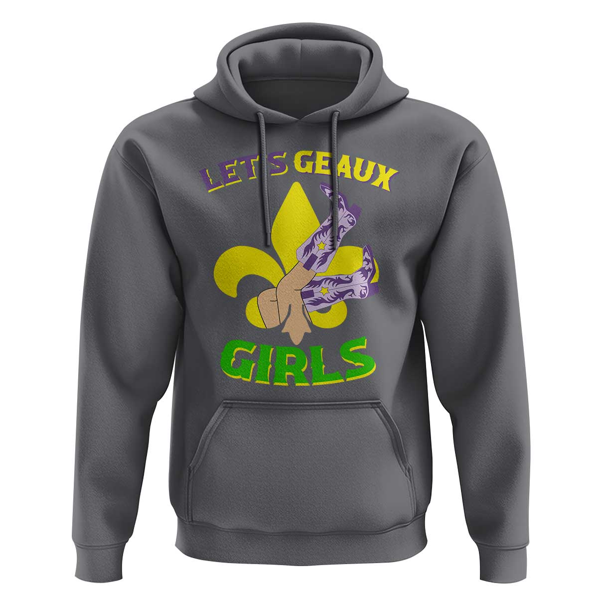 Funny Mardi Gras Cowgirl Hoodie Let's Geaux Girls Fleur De Lys