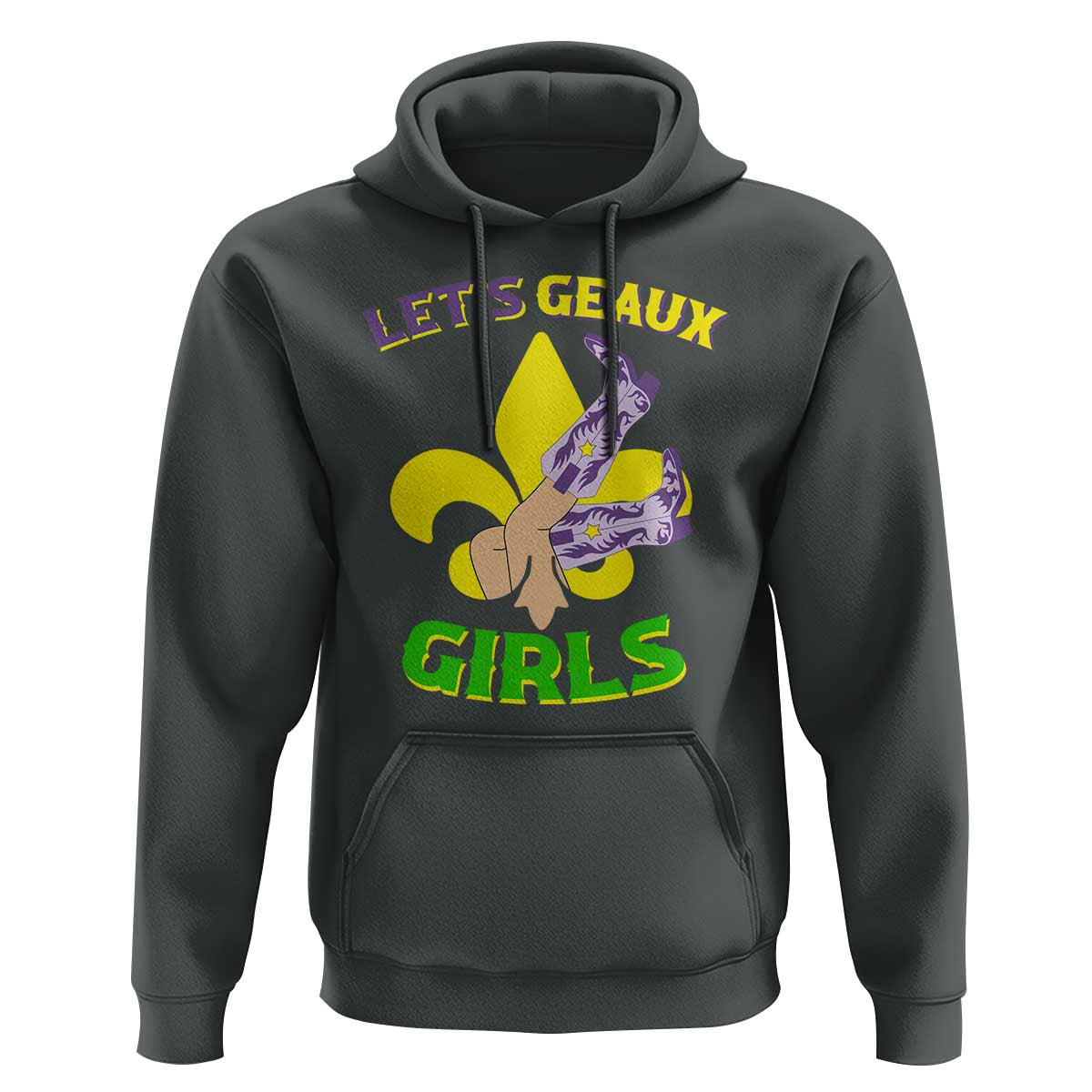 Funny Mardi Gras Cowgirl Hoodie Let's Geaux Girls Fleur De Lys