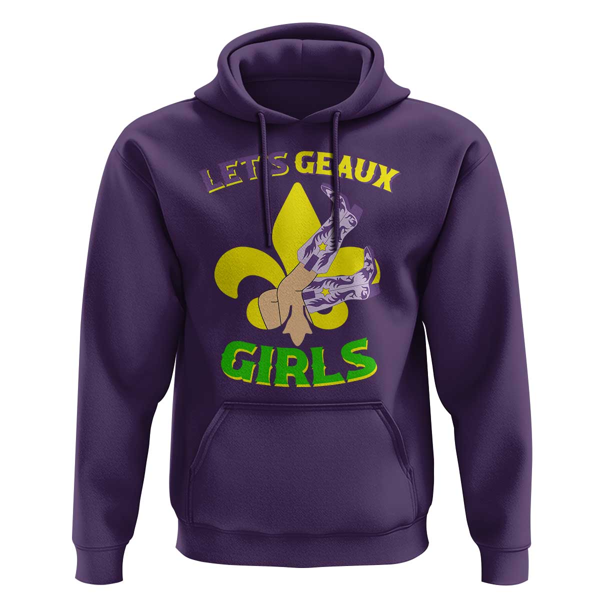 Funny Mardi Gras Cowgirl Hoodie Let's Geaux Girls Fleur De Lys