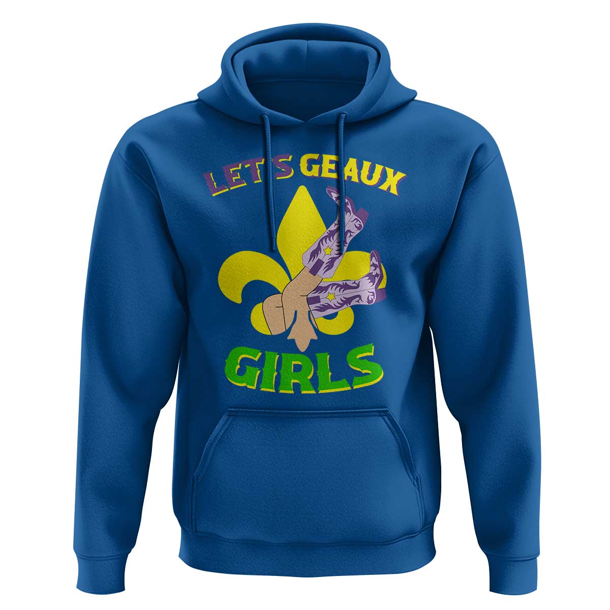 Funny Mardi Gras Cowgirl Hoodie Let's Geaux Girls Fleur De Lys