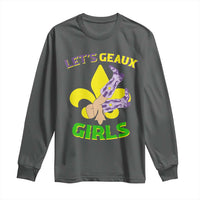 Funny Mardi Gras Cowgirl Long Sleeve Shirt Let's Geaux Girls Fleur De Lys
