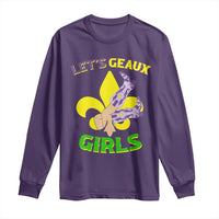 Funny Mardi Gras Cowgirl Long Sleeve Shirt Let's Geaux Girls Fleur De Lys