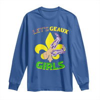 Funny Mardi Gras Cowgirl Long Sleeve Shirt Let's Geaux Girls Fleur De Lys