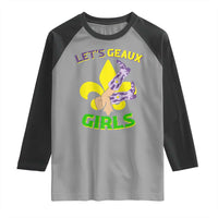 Funny Mardi Gras Cowgirl Raglan Shirt Let's Geaux Girls Fleur De Lys