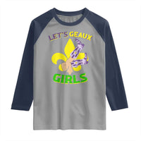 Funny Mardi Gras Cowgirl Raglan Shirt Let's Geaux Girls Fleur De Lys