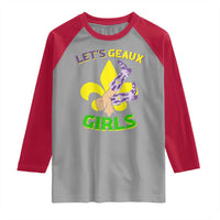 Funny Mardi Gras Cowgirl Raglan Shirt Let's Geaux Girls Fleur De Lys
