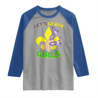 Funny Mardi Gras Cowgirl Raglan Shirt Let's Geaux Girls Fleur De Lys