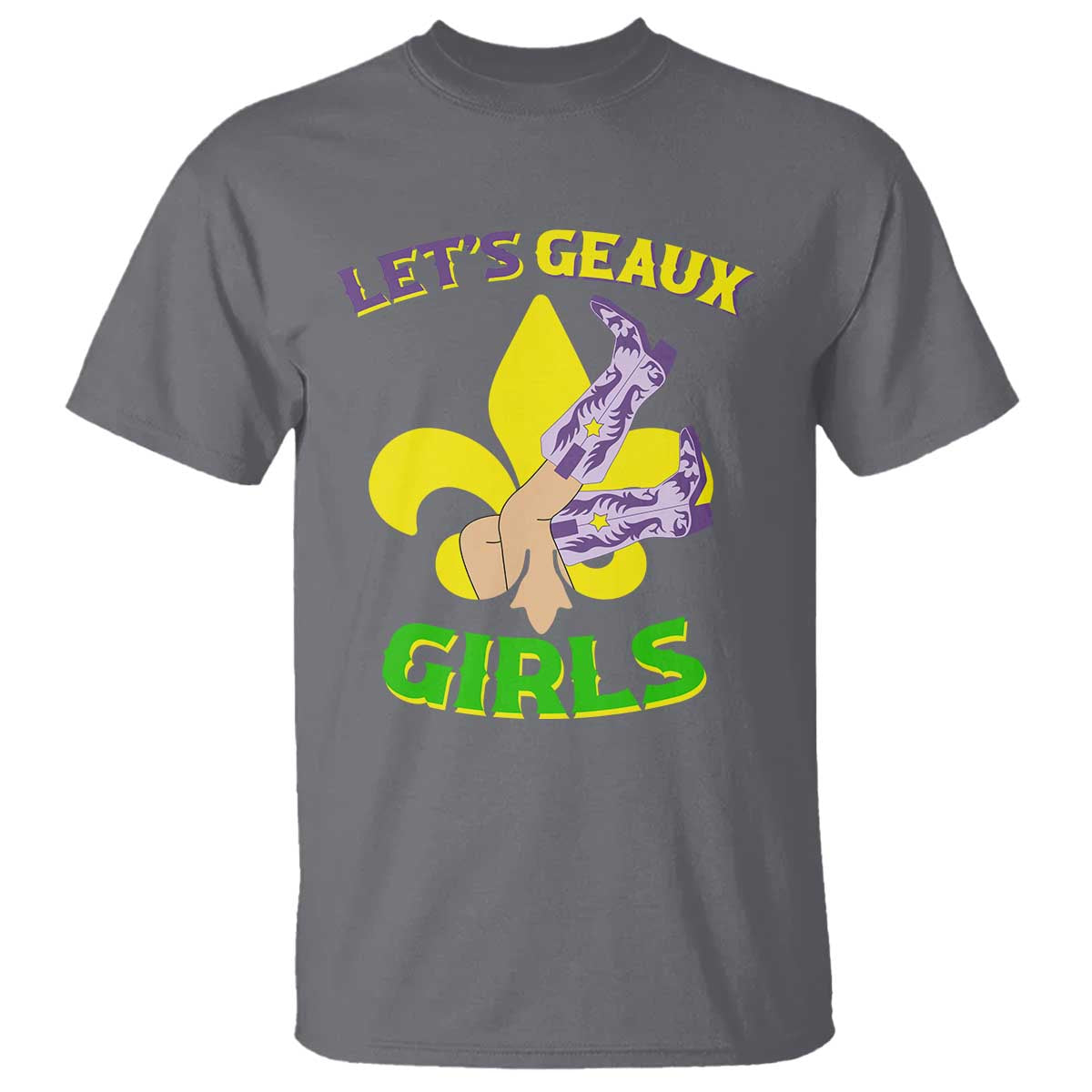 Funny Mardi Gras Cowgirl T Shirt Let's Geaux Girls Fleur De Lys
