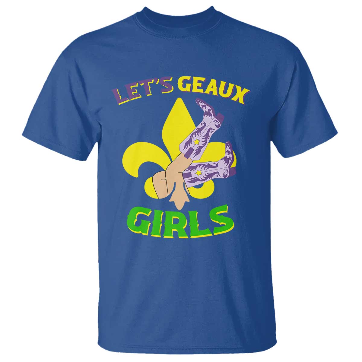 Funny Mardi Gras Cowgirl T Shirt Let's Geaux Girls Fleur De Lys