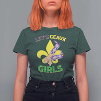 Funny Mardi Gras Cowgirl T Shirt For Women Let's Geaux Girls Fleur De Lys