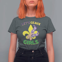 Funny Mardi Gras Cowgirl T Shirt For Women Let's Geaux Girls Fleur De Lys