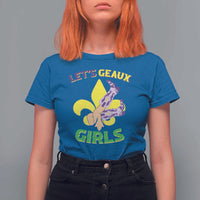 Funny Mardi Gras Cowgirl T Shirt For Women Let's Geaux Girls Fleur De Lys