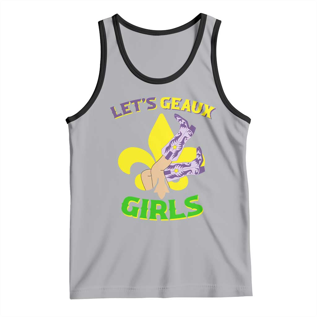 Funny Mardi Gras Cowgirl Tank Top Let's Geaux Girls Fleur De Lys